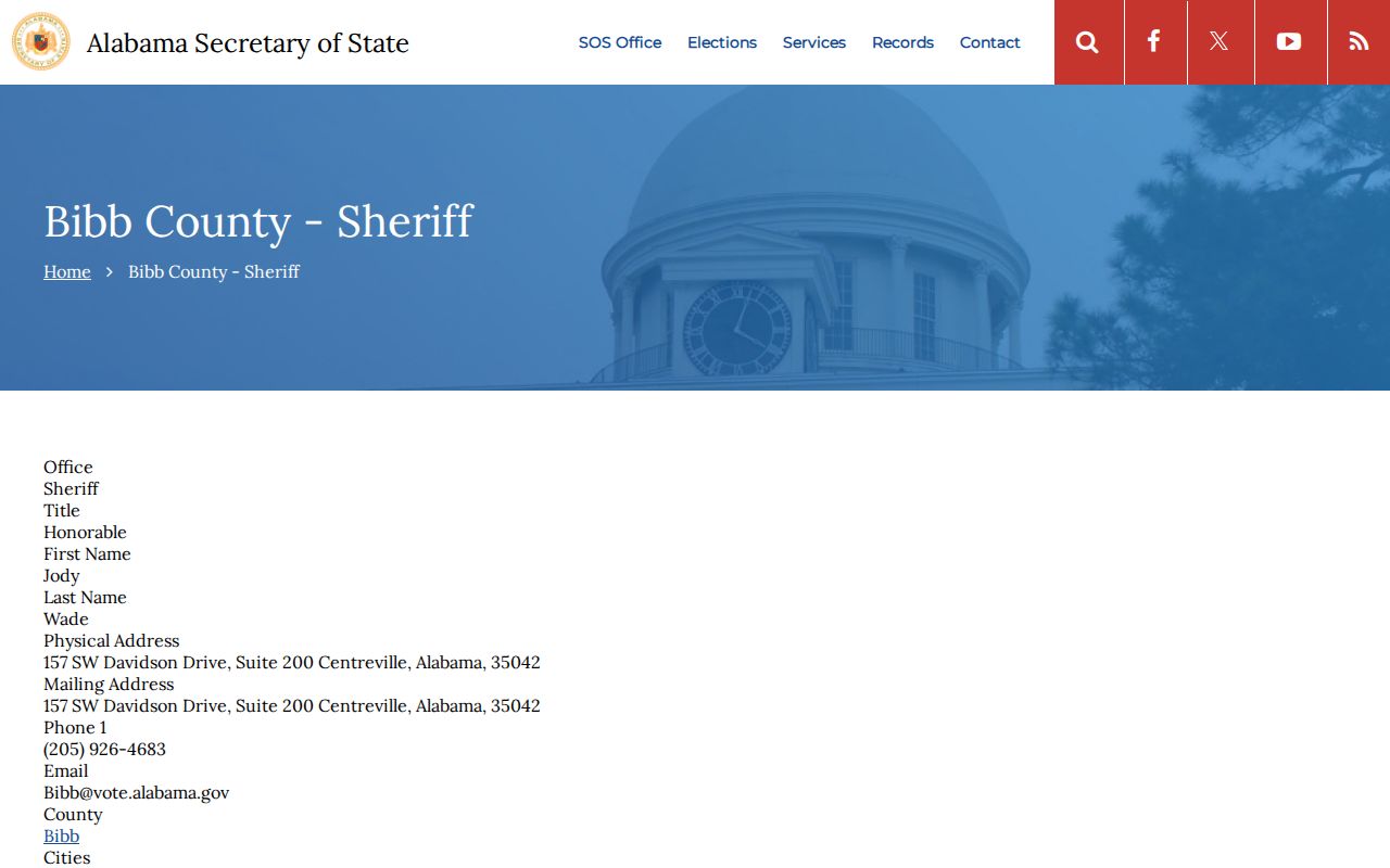 Bibb County sheriff official directory for booking record requests